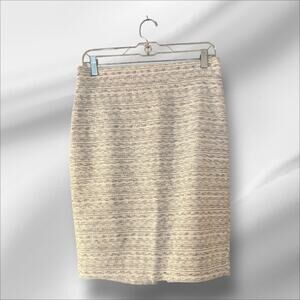 Ann Taylor Tweed Pencil Skirt 6 Cotton Linen Blend Career Neutral Minimalist